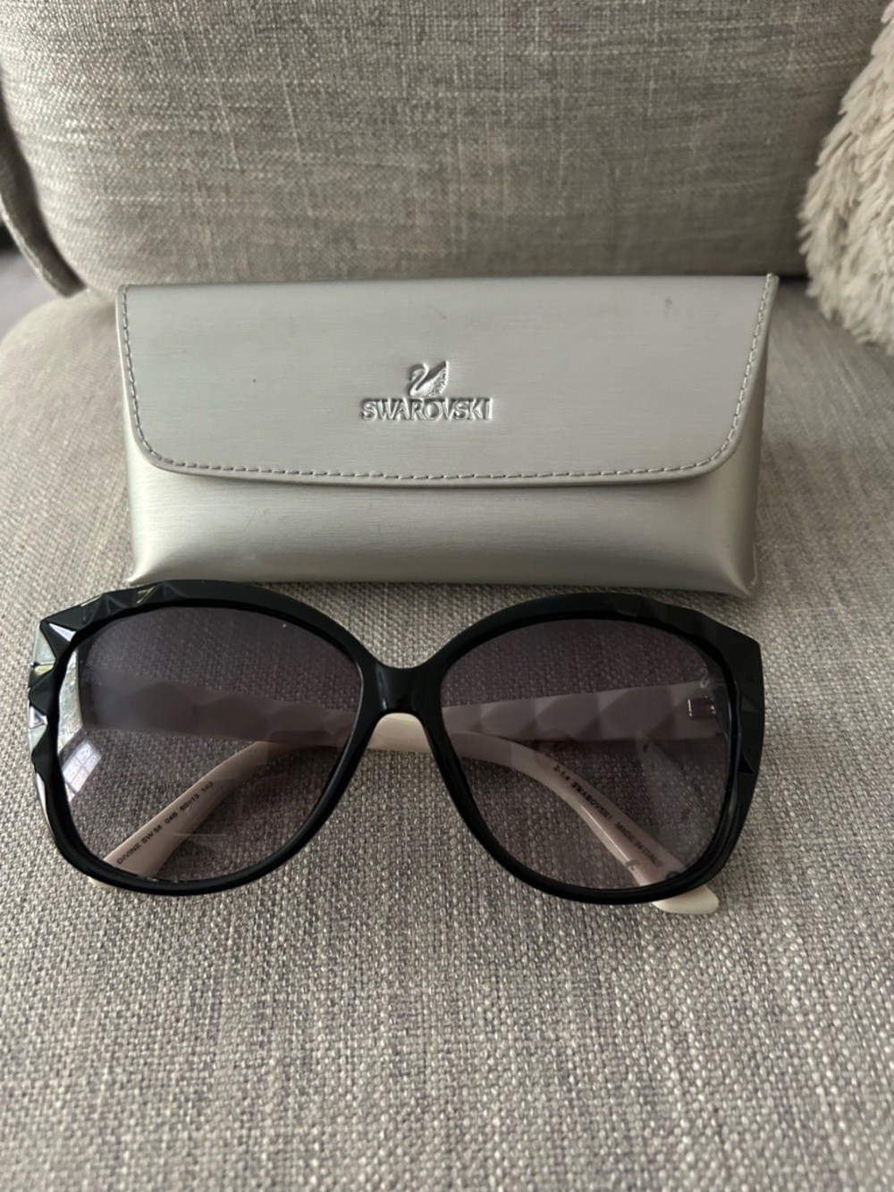 Swarovski Black Faceted-Edge Oversized Sunglasses